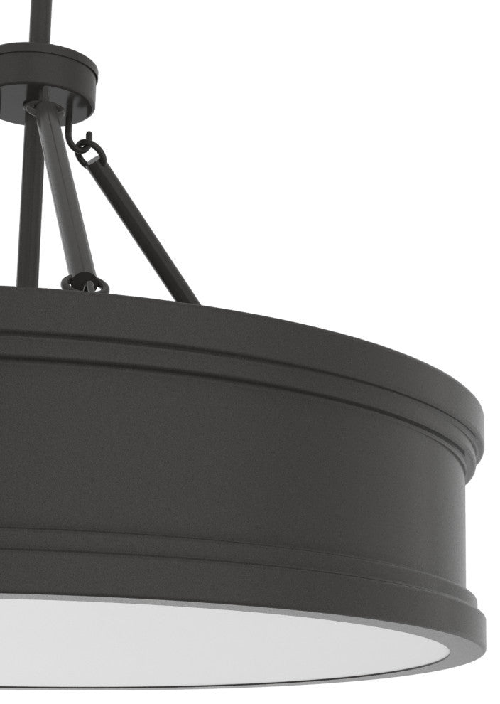 Capshaw Noble Bronze, Painted Cased White Glass 5 Light 21" Pendant Ceiling