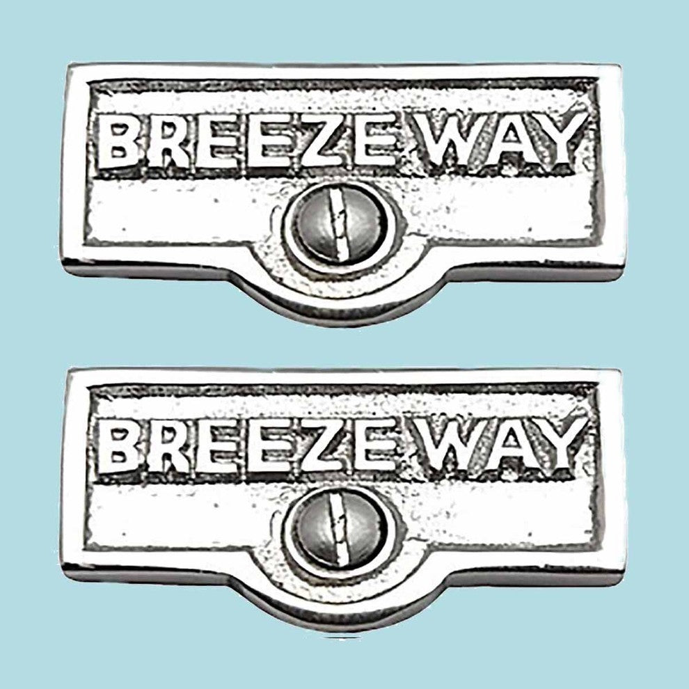 2 Switch Plate Tags BREEZEWAY Name Signs Labels Chrome Brass |