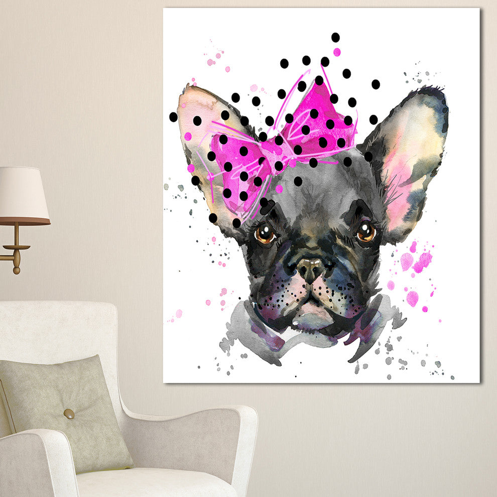 Serious French Bulldog Watercolor, Animal Canvas Wall Art, 30"x40"