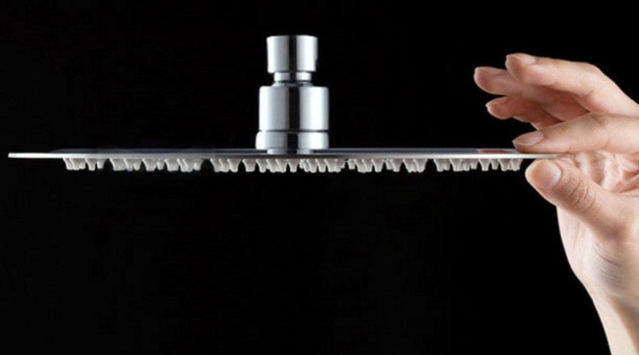 Thin Square Rain Shower Head 8 Inch, Brushed Satin, 8 Inch Arm