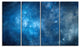 Clear Blue Starry Fractal Sky, Abstract Canvas Art Print, 48"x28", 4 Panels