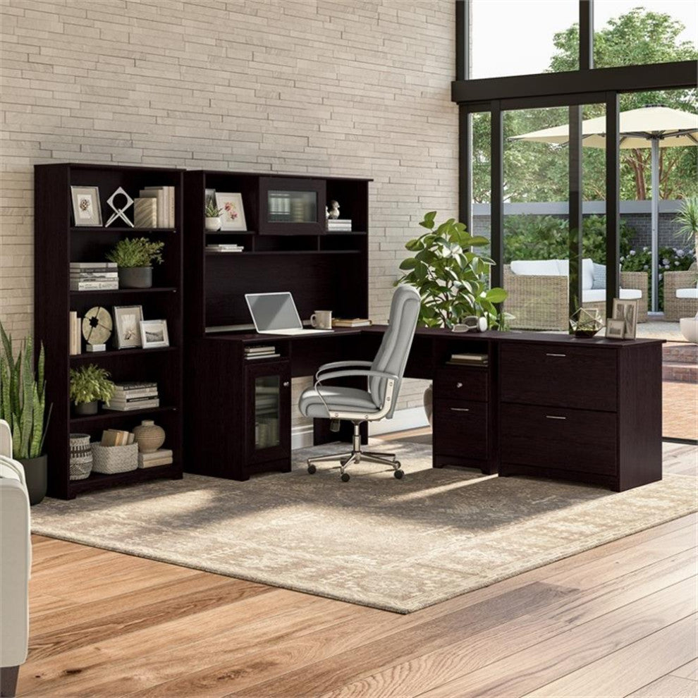Cabot 60W L Shaped Computer Desk with Storage in Espresso Oak - Engine