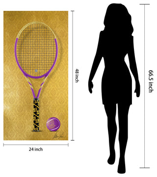 "Versace Vibes Racquet" Frameless Floating Tempered Glass Panel Graphic Wall Art