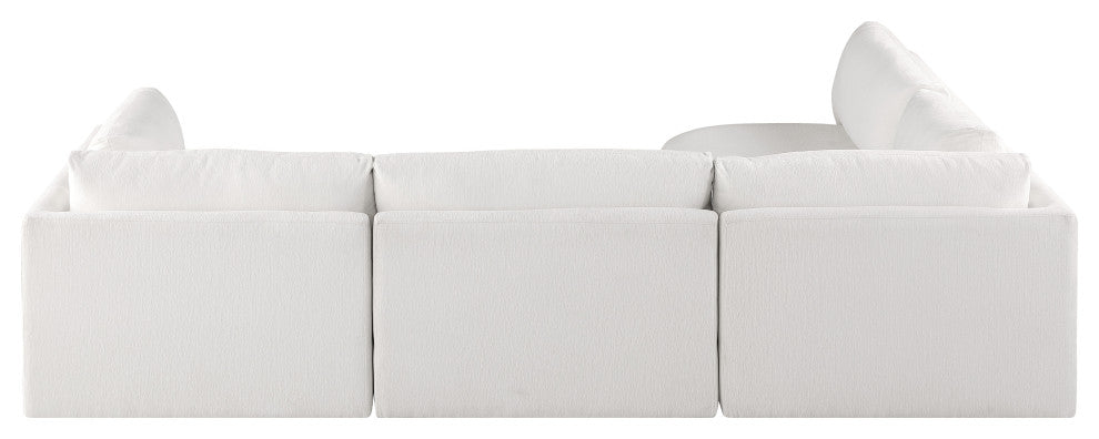 Ease Fabric Upholstered L-Shaped Modular Sectional, Cream, 4 Piece: 2 Corner, 2 Armless