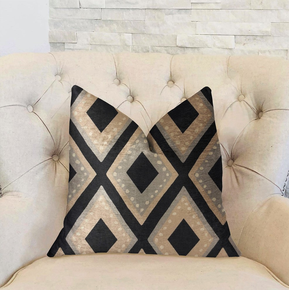 Jager Dotz Blue and Beige Luxury Throw Pillow, 22"x22"