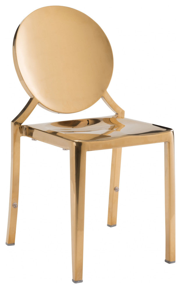 Set of Two Shiny Gold Contemporary Dining Chairs