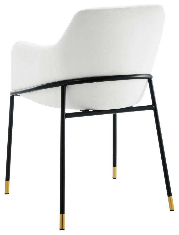 Dining Chair, White Black, Velvet, Modern, Mid Century Cafe Bistro Hospitality