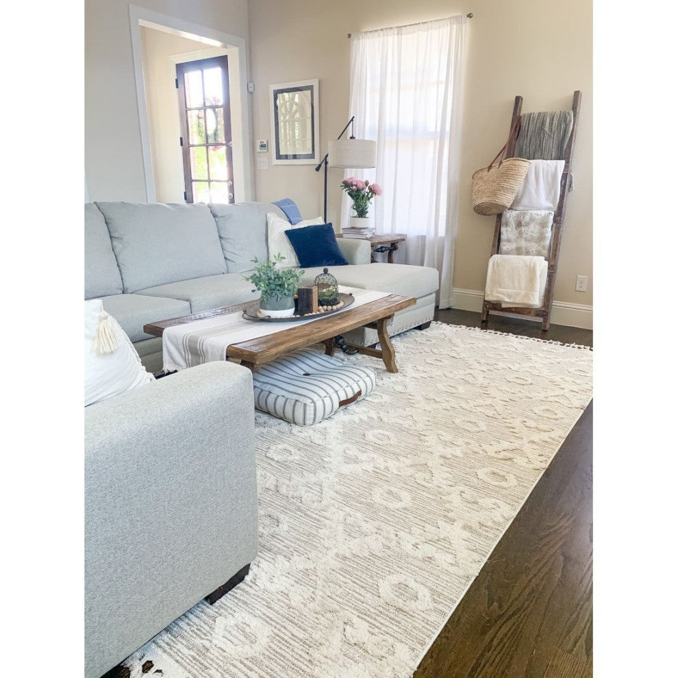 KAS Willow 1103 Ivory Beige Boho Area Rug, 8'x11'