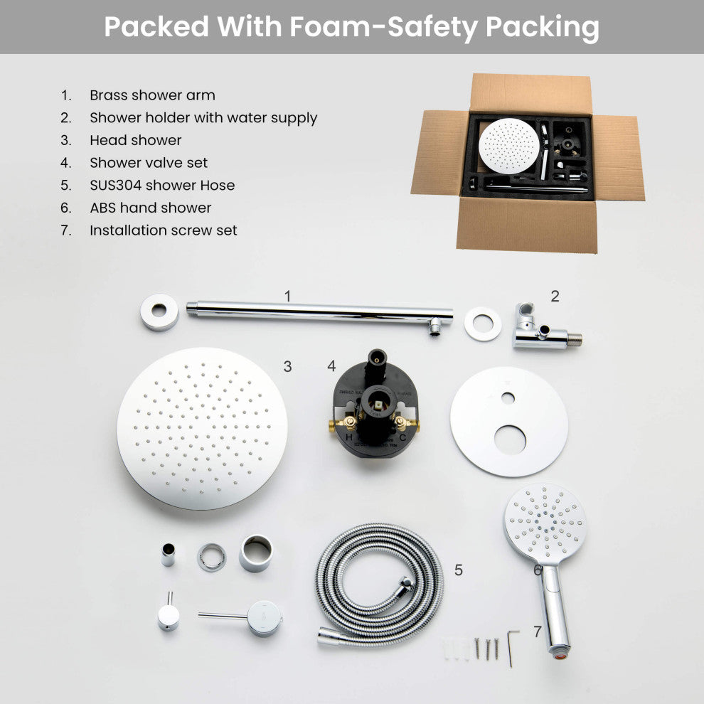 Circular Pressure 2-Function Shower System, Rough-In Valve, Chrome