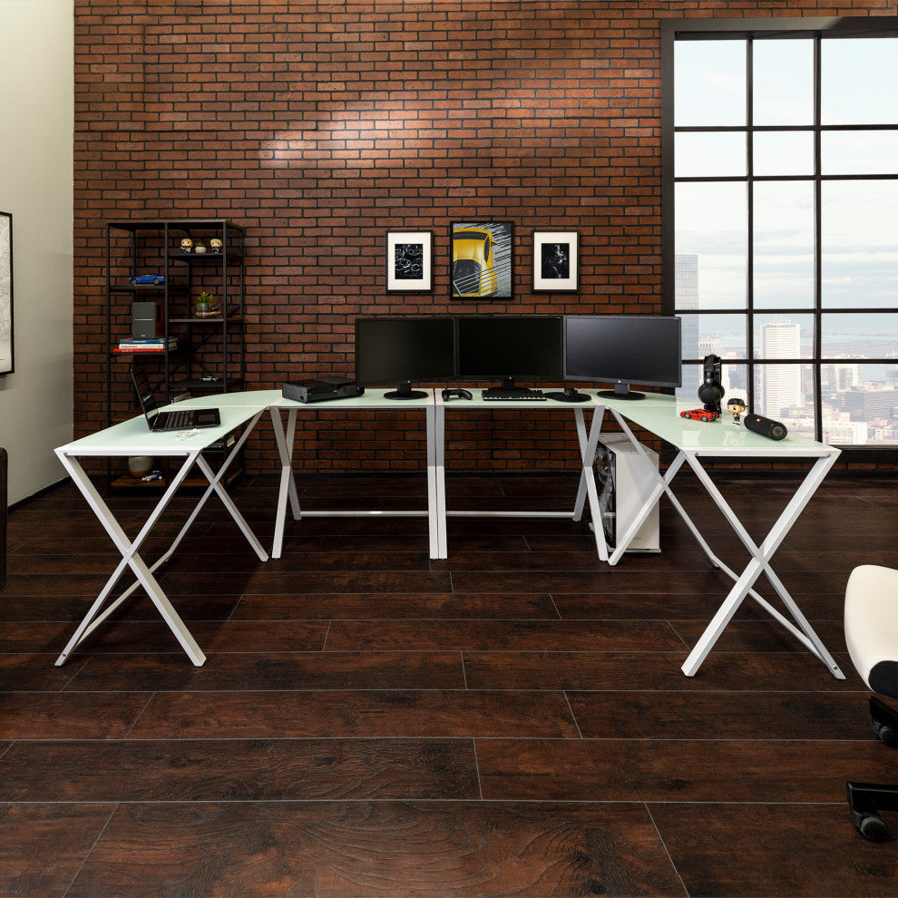 X Frame Command Center Gaming Desk Station - White
