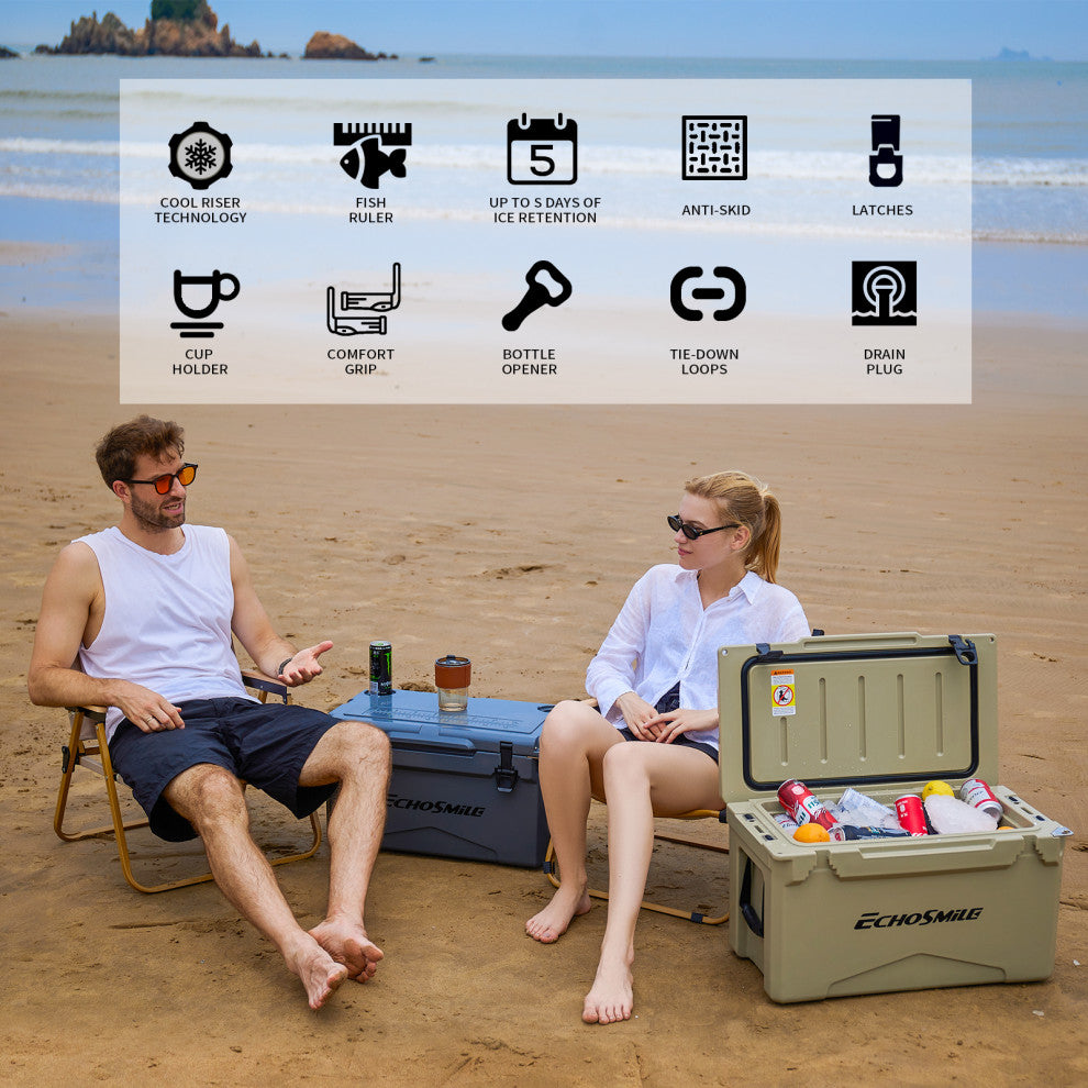 EchoSmile 40 qt. Rotomolded Cooler, Khaki