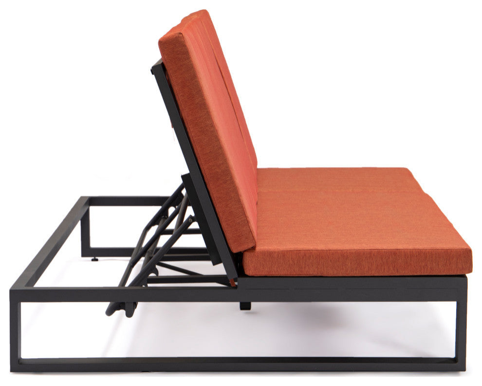 LeisureMod CLBL-82OR Chelsea Convertible Lounge Reclining Double Chaise Cushions