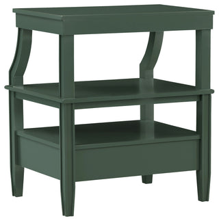 Newton Antique White Storage Nightstand, Vintage Green