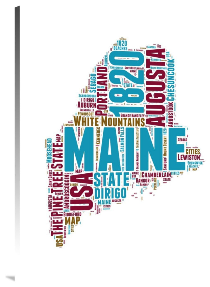 "Maine Word Cloud Map" Fine Art Print