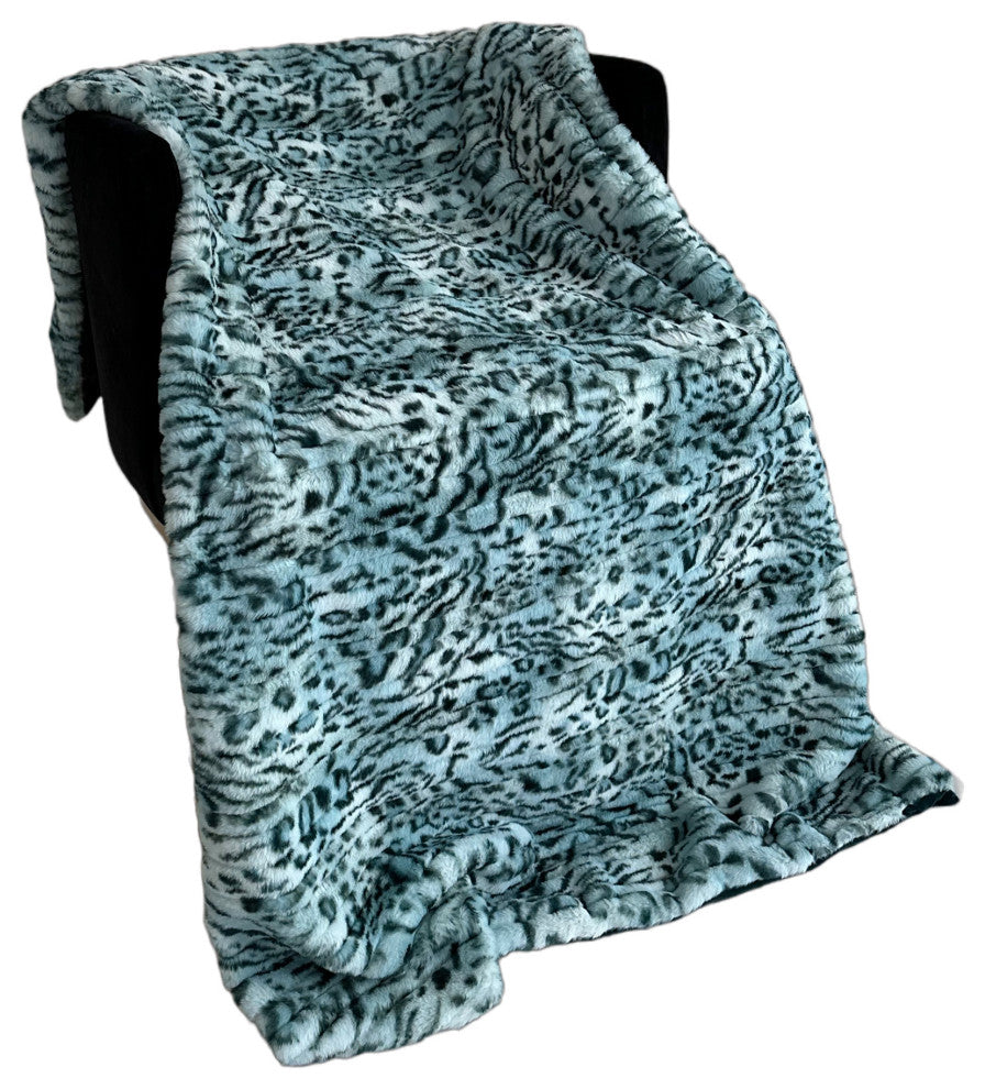 Plutus Green Luxe Lash Faux Fur Luxury Throw Blanket, Throw 60"W x 84"L