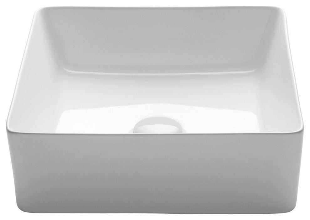 Viva Ceramic Square Vessel Bathroom Sink, White