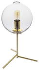 Golden Metal Hand Blown Glass Table Lamp, Clear, Clear