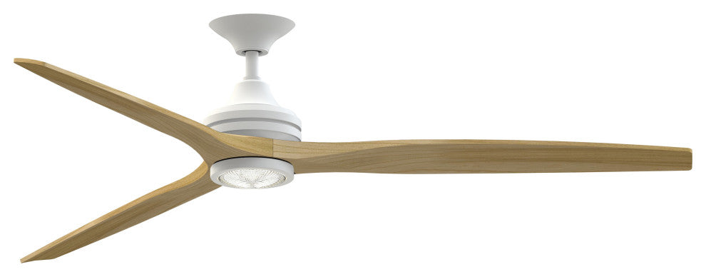 Fanimation Spitfire 72" Fan/LED Light, Matte White, Matte White/Natural Blades