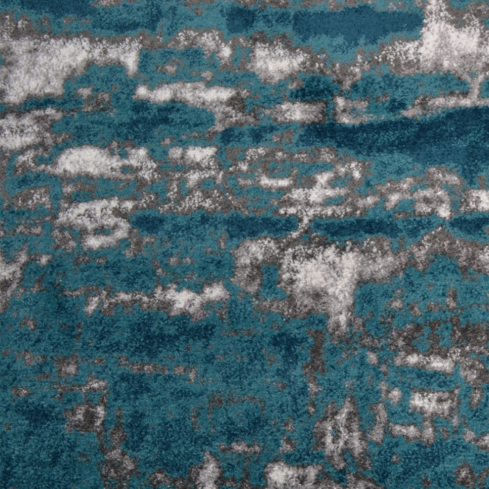 MACHINE MADE HEATSET POLYPROPYLENE AREA RUGS -Silver Blue Color,Abstract Design, [Rectangle] 4'x6'