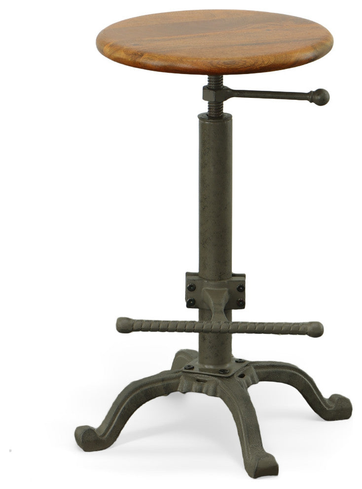 Justin Adjustable Stool, Chestnut/Industrial