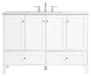 Elegant Decor Sommerville 48" Single Quartz Top Bathroom Vanity in White