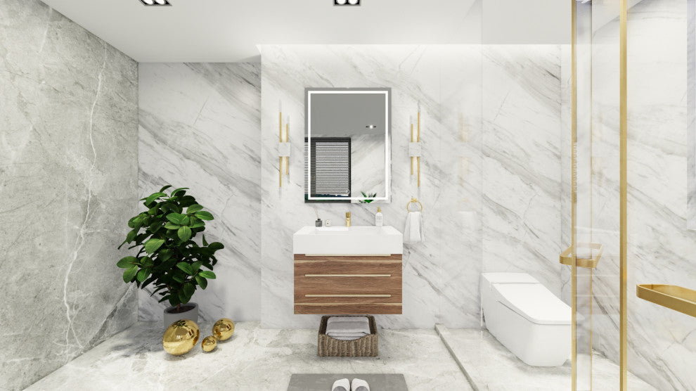Madison 30" Wall Mounted Vanity with Reinforced Acrylic Sink, White Oak