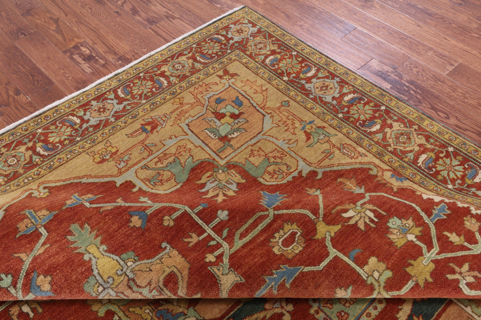 8' 10" X 11' 11" Persian Fine Serapi Handmade Wool Rug - Q16022