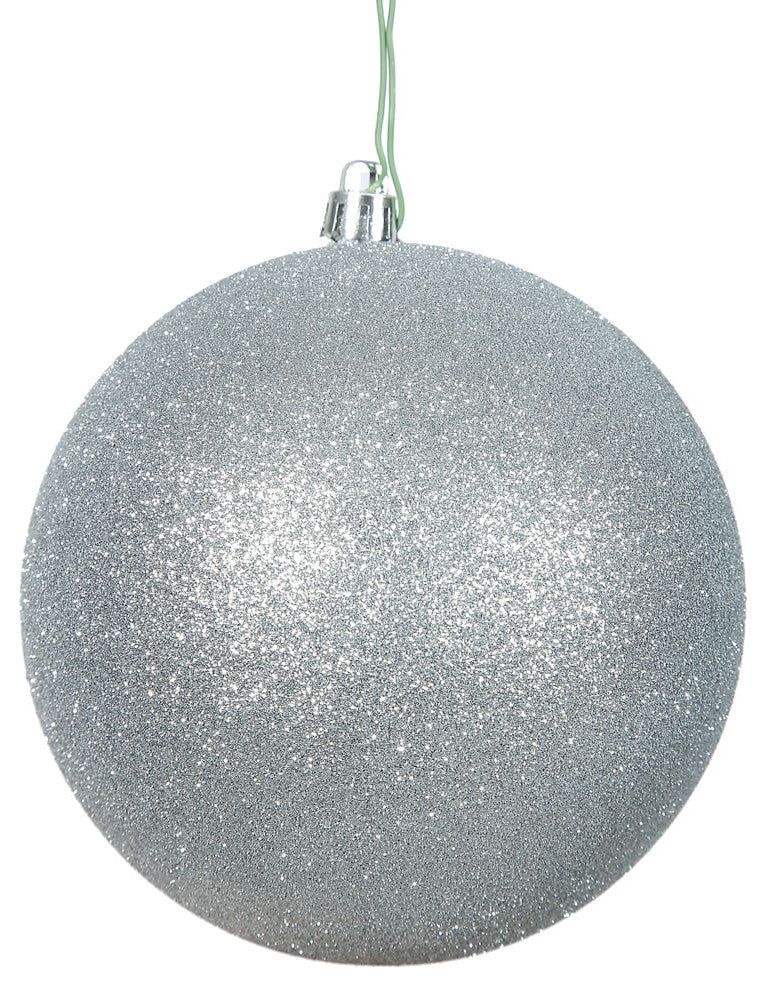 Vickerman N591207Dg 4.75" Silver Glitter Ball Ornament, 4 Per Bag