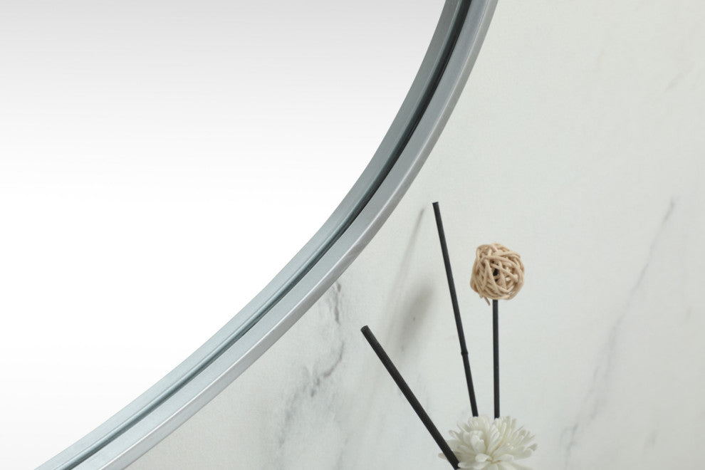 Home Living Metal Frame Oval Mirror 30x48 Inch, Silver