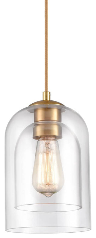 Modern Brass Mini Pendant Light Double Bell Glass Shade