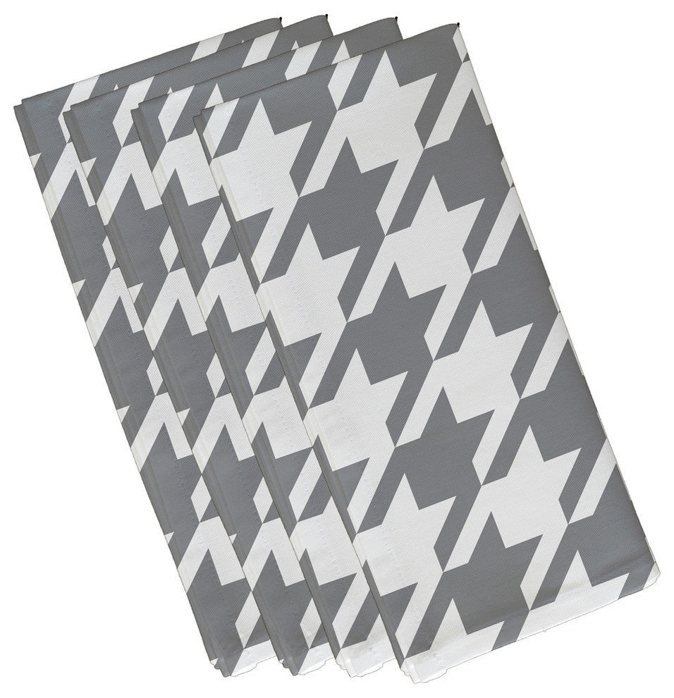 Houndstooth Geometric Print Napkin, Classic Gray, Set of 4