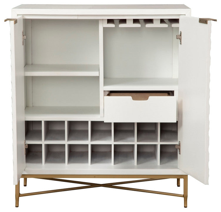 Origins by Alpine White Pearl Wood Bar Cabinet in White