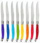 French Home Set of 8 Laguiole Steak Knives, Rainbow Colors