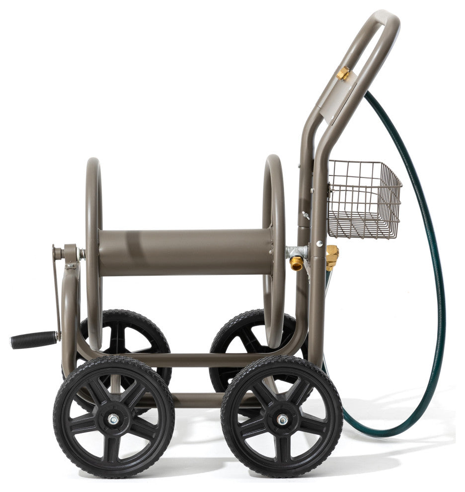 36"H 250 ft. Steel Gray 4-Wheel Garden Hose Reel Cart