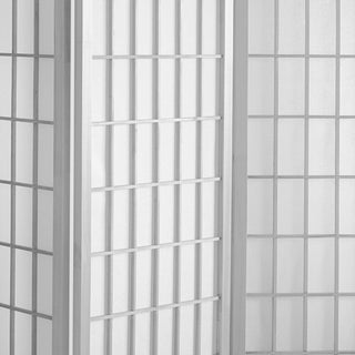 Classic Shoji Screen with 8 Hinged Panels and Translucent Rice Paper Inserts, White