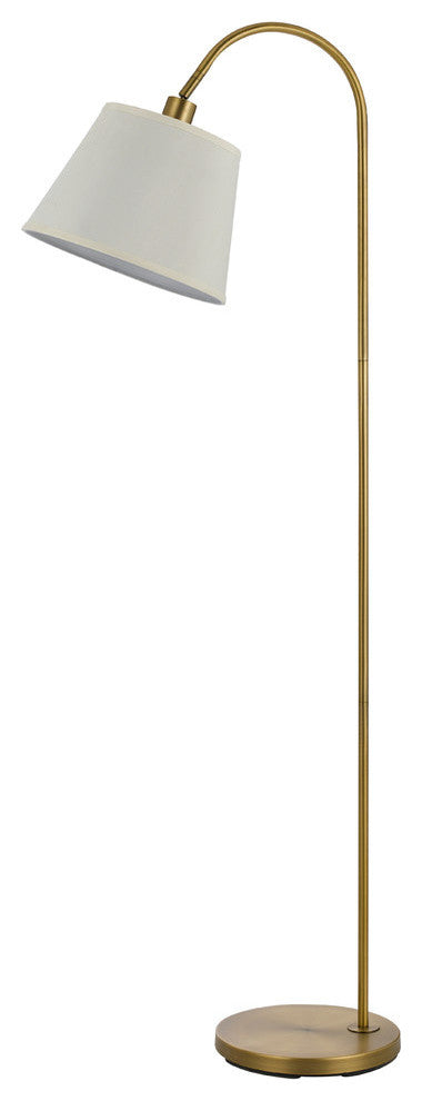 60W Covington Metal Floor Lamp, Antique Brass Finish, White Shade