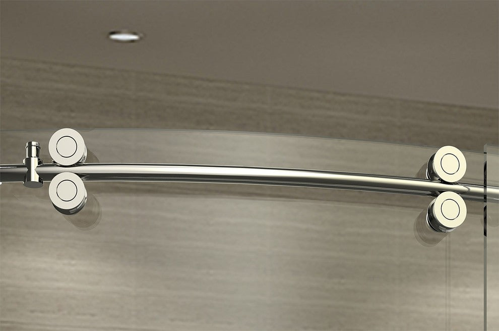 ZenArch 60"x77.5" Frameless Bowfront Sliding Shower Door, Chrome, R Open, R Base