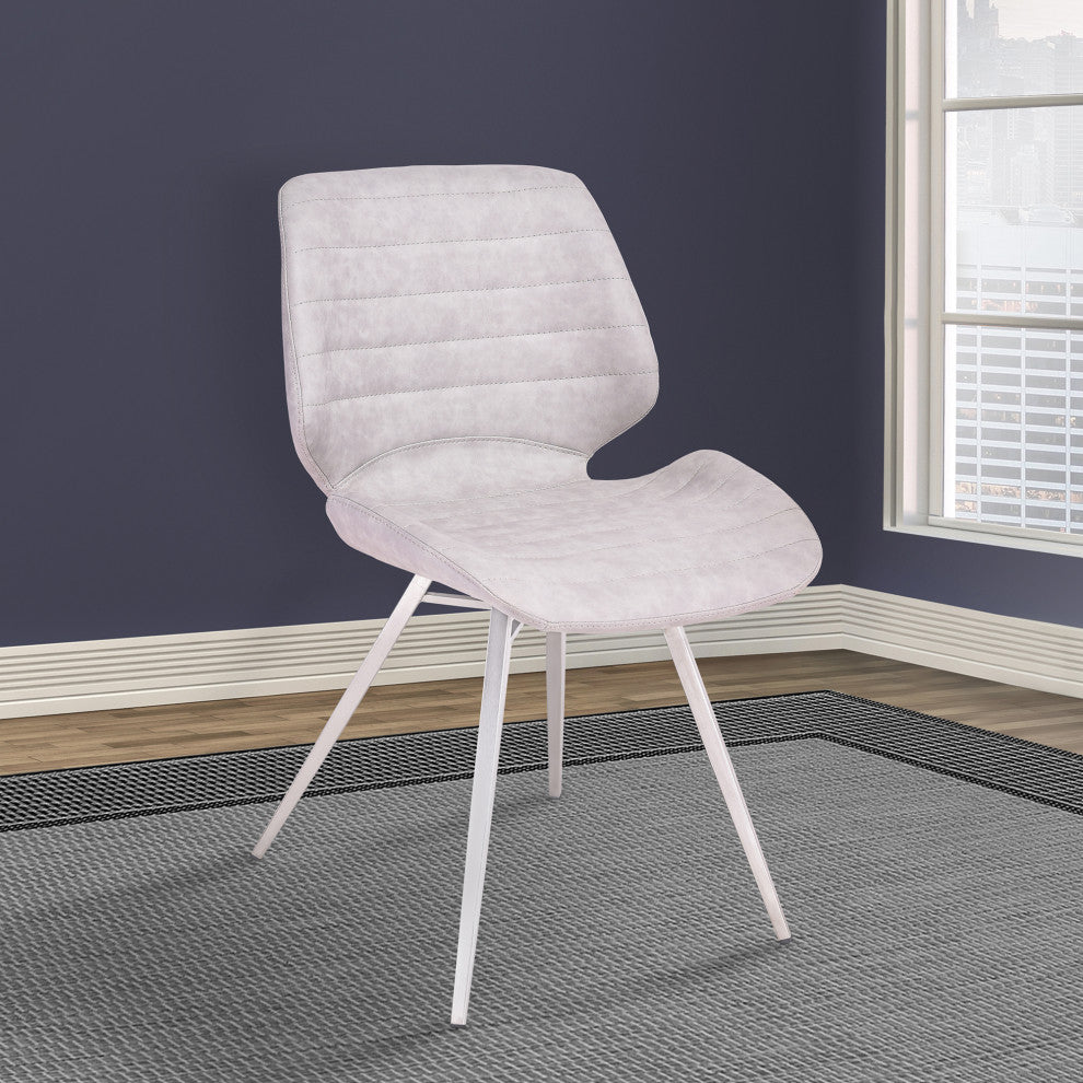 Valor Contemporary Dining Chair In Vintage Gray Faux Leather, Set of 2