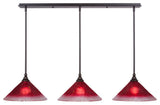 Stem 3-Light Pendalier with Hang Straight Swivel, Dark Granite/Raspberry Crystal
