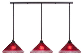 Stem 3-Light Pendalier with Hang Straight Swivel, Dark Granite/Raspberry Crystal