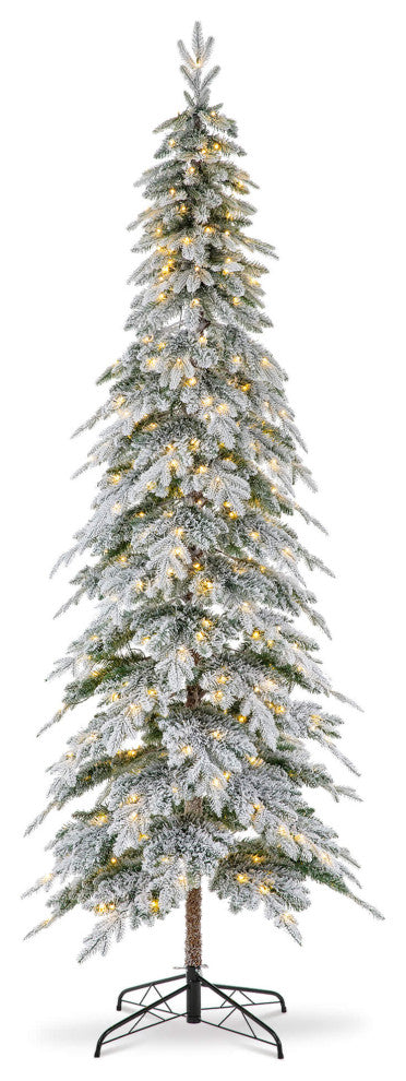 9' Pre-Lit Flocked Pencil Spruce Artificial Christmas Tree with 470 White Light