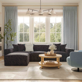 Mindy Chenille Basketweave Modular Sectional, Charcoal