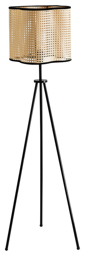 Vidalite Gal Rattan And Velvet Tripod Floor Lamp