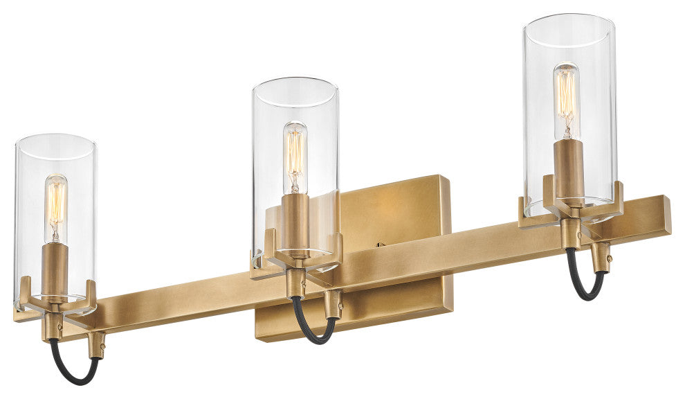 Hinkley Ryden Medium Three Light Vanity, Heritage Brass