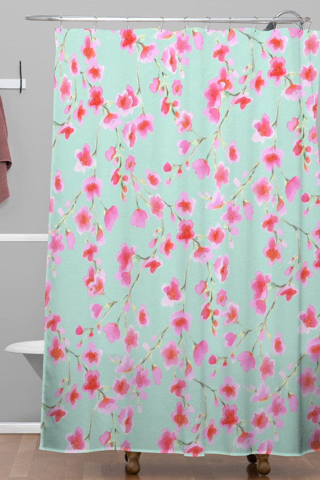 Deny Designs Jacqueline Maldonado Cherry Blossom Mint Shower Curtain