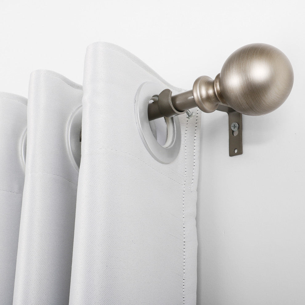 Utopia Alley Curtain Rod With Round Finials, 48-86", Satin Nickel