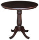Round Top Pedestal Table, Rich Mocha, 36 Inch Round