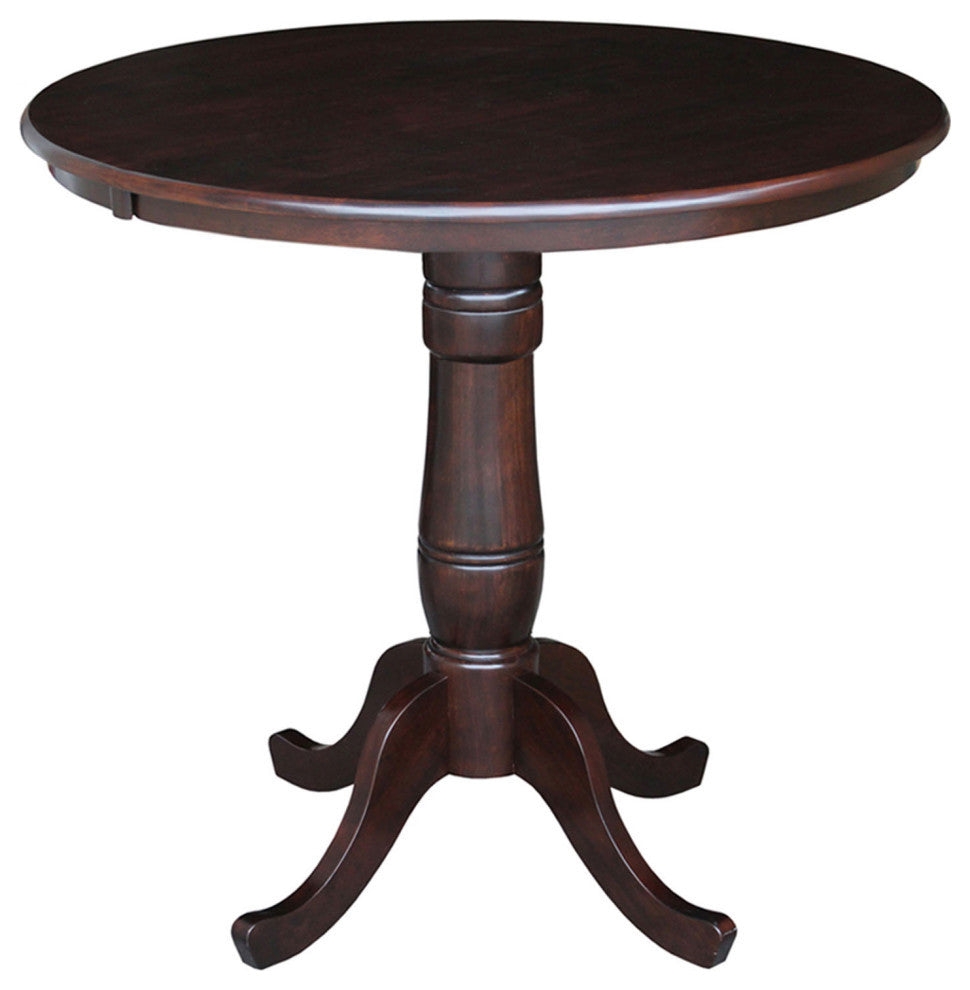 Round Top Pedestal Table, Rich Mocha, 36 Inch Round