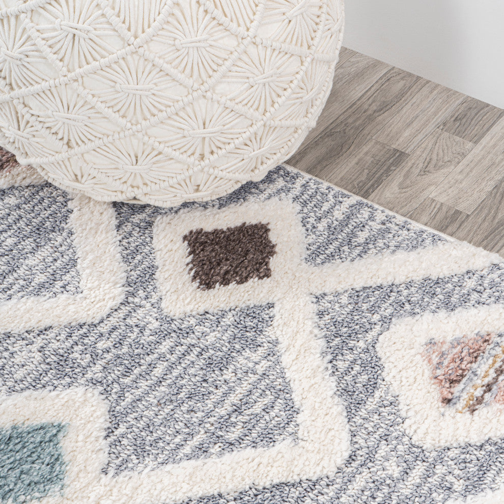 Monique Trellis High-Low Multi/Gray 2'x8' Runner Rug