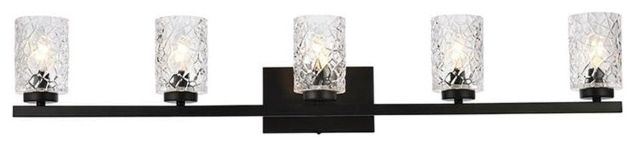 Maklaine Modern 5-Light Metal Bath Sconce in Black and Clear Finish